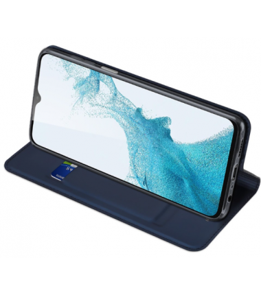 Etui Portefeuille Skin Pro Dux Ducis pour Samsung Galaxy A03 Core Bleu