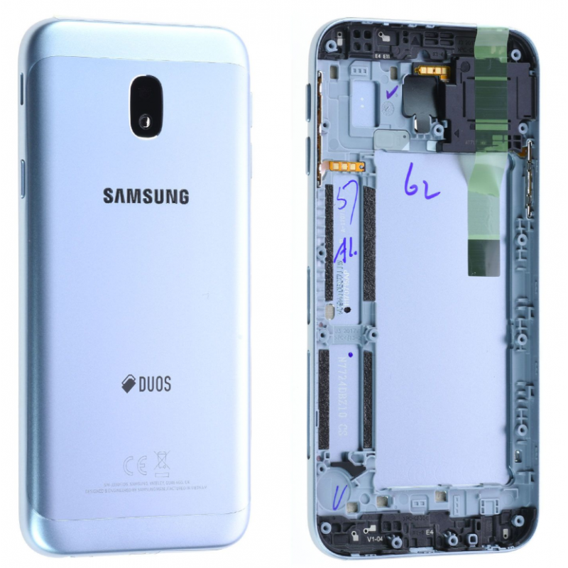 Face arrière Samsung Galaxy J3 2017 (J330F) Bleu/silver