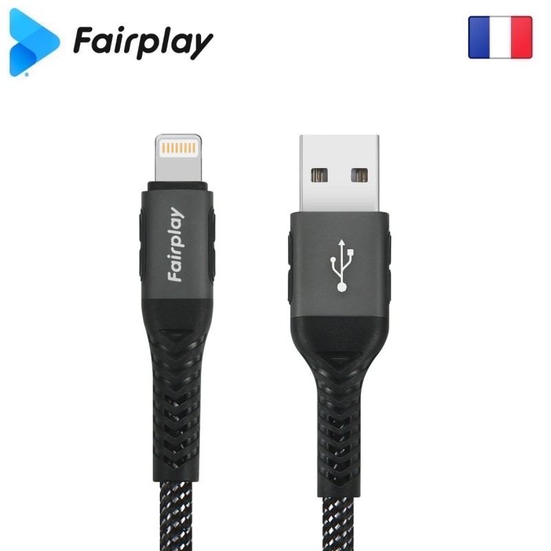 Câble Fairplay ALVA S2 USB à Lightning 1m Noir