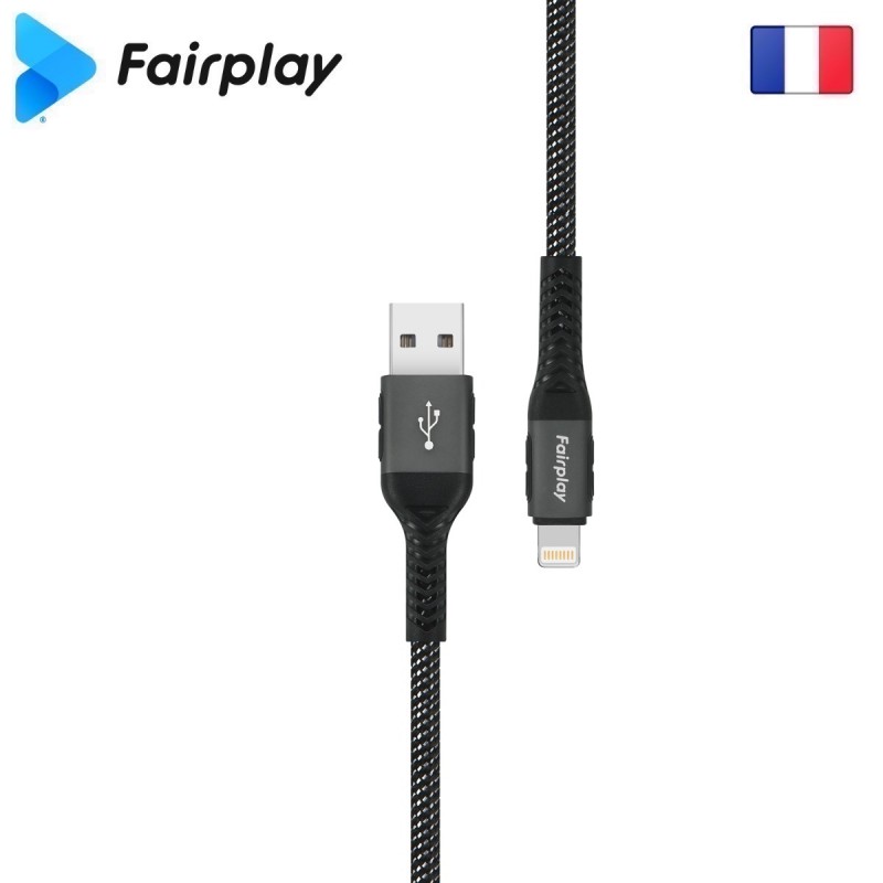 Câble Fairplay ALVA S2 USB à Lightning 1m Noir