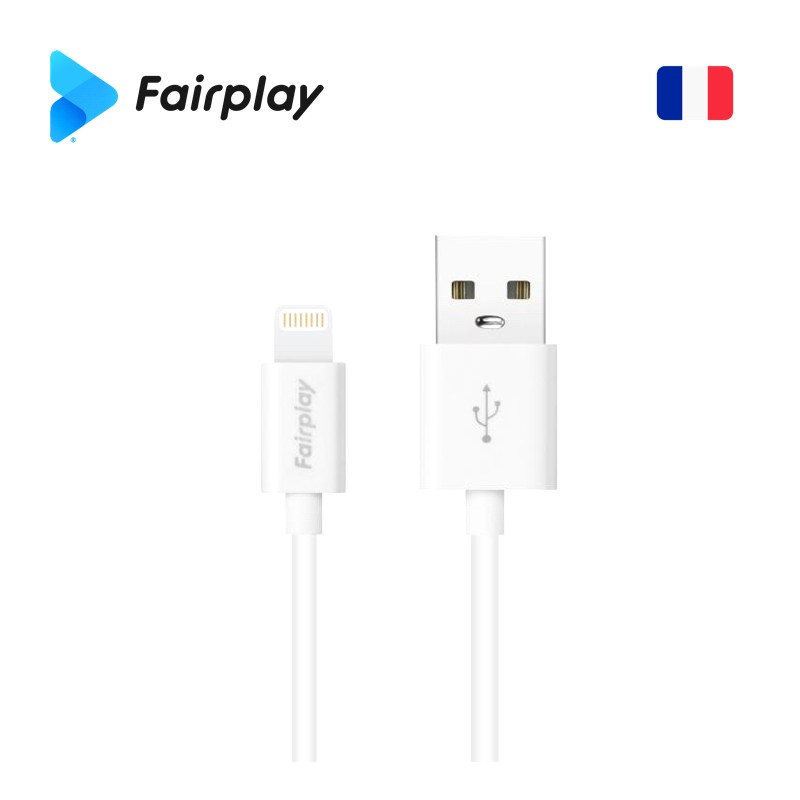 Lot 100x Câble Fairplay SENECIO USB à Lightning 1m (BULK) Blanc