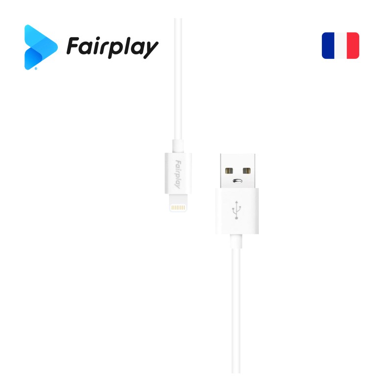 Lot 100x Câble Fairplay SENECIO USB à Lightning 1m (BULK) Blanc